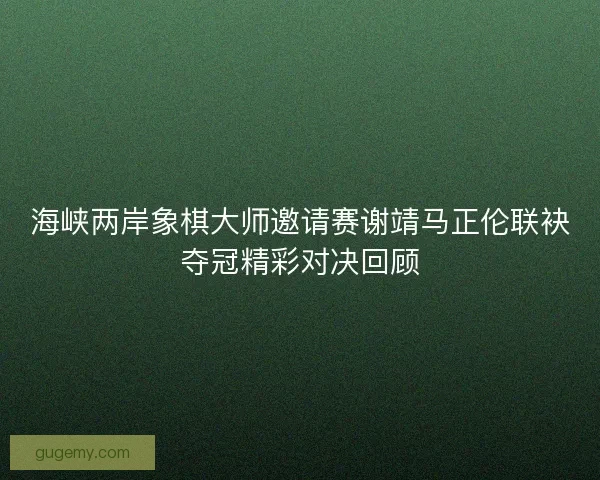 海峡两岸象棋大师邀请赛谢靖马正伦联袂夺冠精彩对决回顾